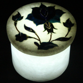 Handmade Floral Design Inlaid White Marble Trinket Box